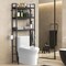3-Tier Over-The-Toilet Storage Organizer | 30lb/Shelf Heavy-Duty Wooden Bathroom Rack with Anti-Tip Kit & 4 Hooks | 63.6" Freestanding Space-Saver for Laundry Room, Restroom (Black)